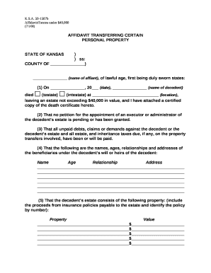 printable small estate affidavit