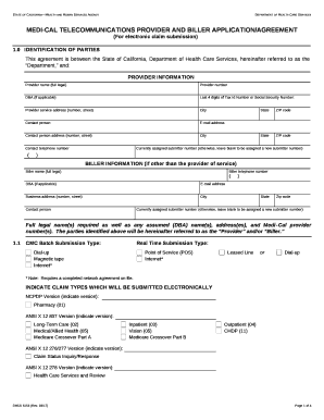 medi cal telecommunications provider and biller application agreement