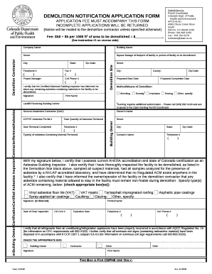 Fee: $50 + $5 per 1000 ft2 of area to be demolished $