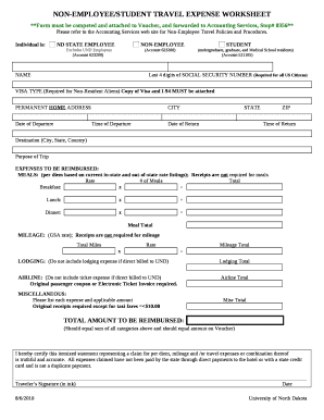 NON-EMPLOYEE/STUDENT TRAVEL EXPENSE WORKSHEET