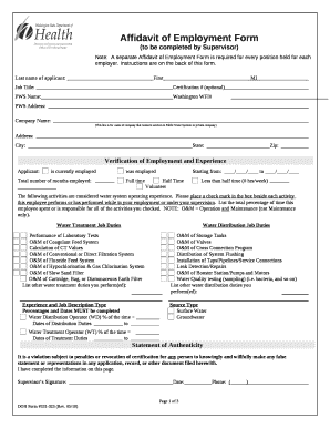 Note:A separate Affidavit of Employment Form is required for every position held for each employer