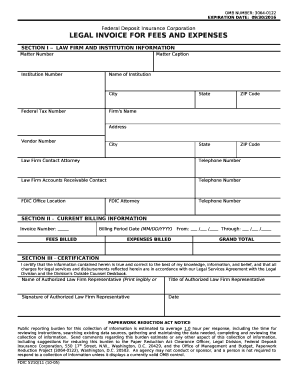 LEGAL INVOICE FOR FEES AND EXPENSES