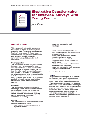 Illustrative Questionnaire for Interview-Surveys with Young People