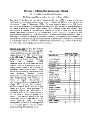 Network of Relationships Questionnaire Manual