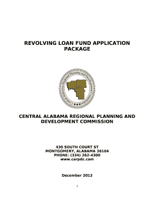 REVOLVING LOAN FUND APPLICATION PACKAGE