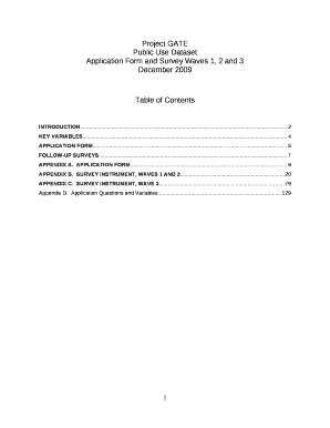 Application Form and Survey Waves 1, 2 and 3