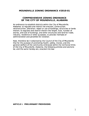 MOUNDVILLE ZONING ORDINANCE #2010-01