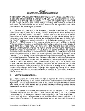CENTER MANAGEMENT AGREEMENT