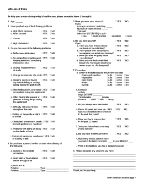 well male exam template