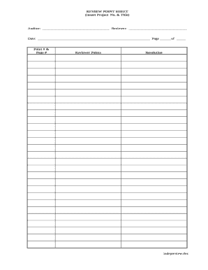 REVIEW POINT SHEET