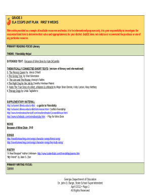 ELA CCGPS UNIT PLAN:FIRST 9 WEEKS