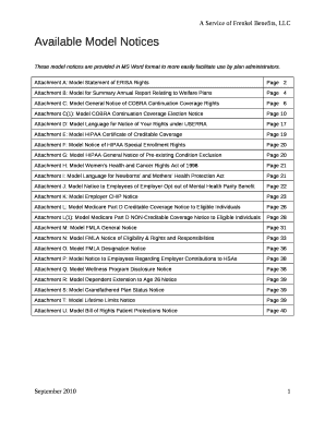 Attachment A: Model Statement of ERISA Rights