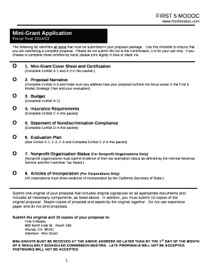 The following list identifies all items that must be submitted in your proposal package