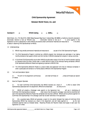 Child sponsorship agreement template