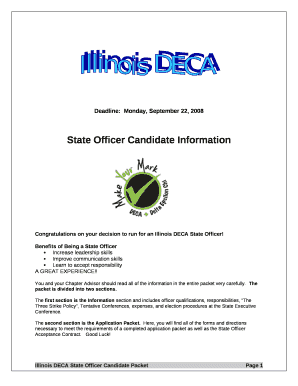 Congratulations on your decision to run for an Illinois DECA State Officer