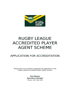 RUGBY LEAGUE ACCREDITED PLAYER AGENT SCHEME