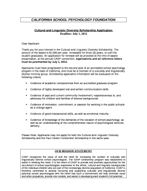 Cultural and Linguistic Diversity Scholarship Application, November ...