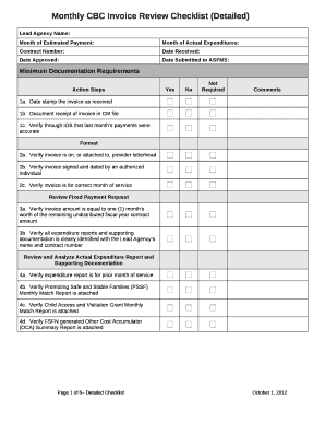 Monthly CBC Invoice Review Checklist (Detailed)