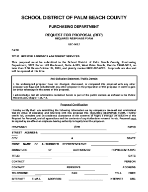 TITLE:RFP FOR ASBESTOS ABATEMENT SERVICES