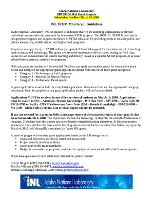INL STEM Mini Grant Guidelines