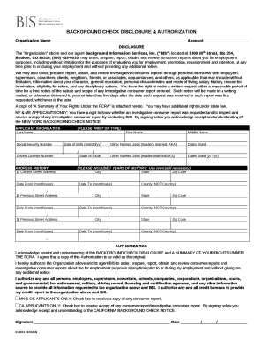 BACKGROUND CHECK DISCLOSURE & AUTHORIZATION