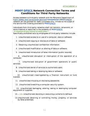 MDOT DPSCS Network Connection Terms and Conditions for Third Party Networks