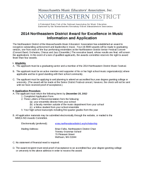 2014 Northeastern District Award for Excellence in Music Information and Application