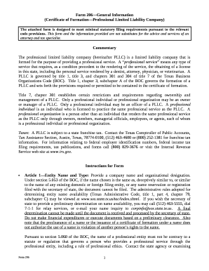 (Certificate of FormationProfessional Limited Liability Company)