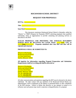 This document constitutes Rockwood School Districts (hereafter called the District or RSD) Request for Proposals ("RFP") soliciting proposals from qualified individuals, firms or organizations to provide consulting and planning
