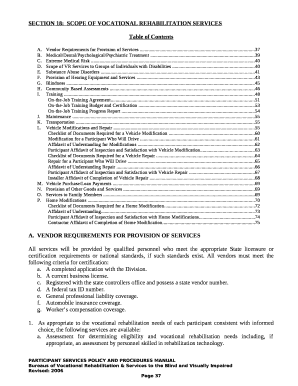 SECTION 18:SCOPE OF VOCATIONAL REHABILITATION SERVICES