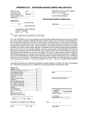 APPENDIX XI-HEXECUTION AGAINST GOODS AND CHATTELS