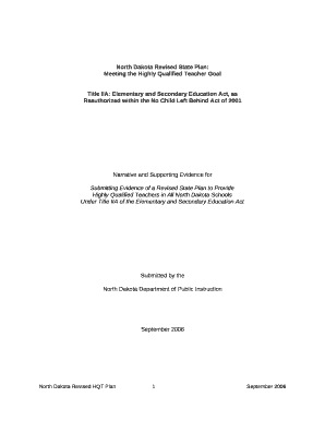 North Dakota Revised State Plan: