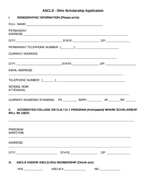 ASCLS - Ohio Scholarship Application