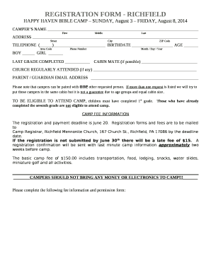 REGISTRATION FORM - RICHFIELD