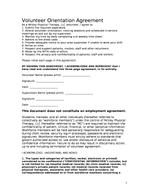 Volunteer Orientation Agreement