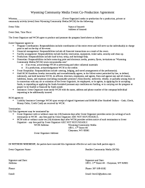 Wyoming Community Media Event Co-Production Agreement