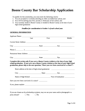 Boone County Bar Scholarship Application