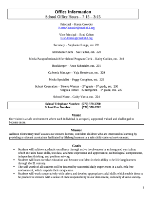 School Office Hours 7:15 3:15