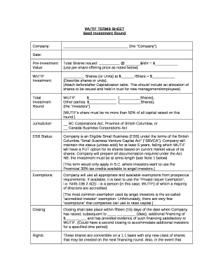 WUTIF TERMS SHEET