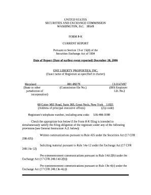 Date of Report (Date of earliest event reported) December 20, 2006