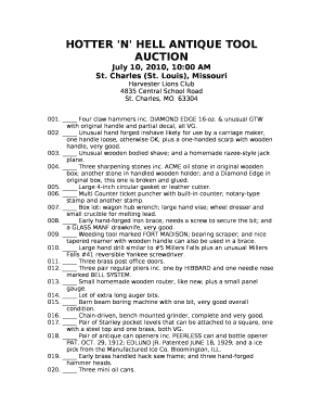 HOTTER 'N ' HELL ANTIQUE TOOL AUCTION