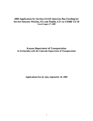 2009 Application for Section 5311(f) Intercity Bus Funding for