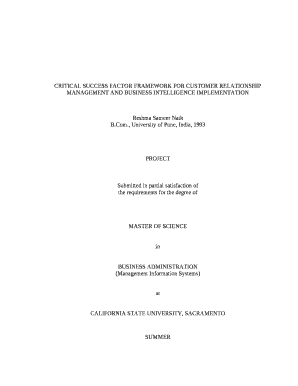 CRITICAL SUCCESS FACTOR FRAMEWORK FOR CUSTOMER RELATIONSHIP MANAGEMENT AND BUSINESS INTELLIGENCE IMPLEMENTATION