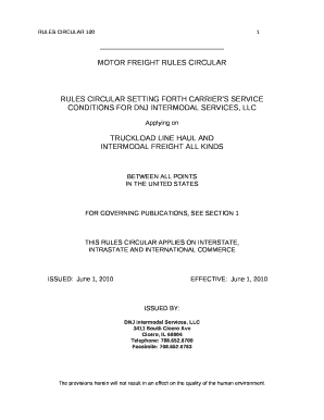 MOTOR FREIGHT RULES CIRCULAR