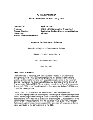 NSF COMMITTEES OF VISITORS (COVs)