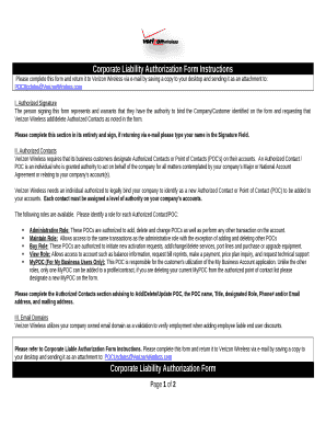 Please complete this form and return it to Verizon Wireless via e-mail by saving a copy to your desktop and sending it as an attachment to: POCUpdatesVerizonWireless