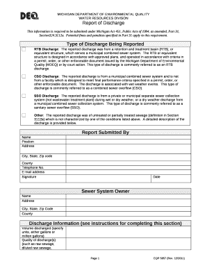 This information is required to be submitted under Michigan Act 451, Public Acts of 1994, as amended, Part 31, Section324