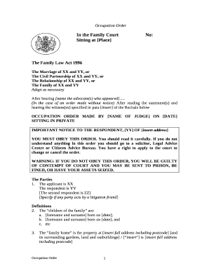 occupation order template