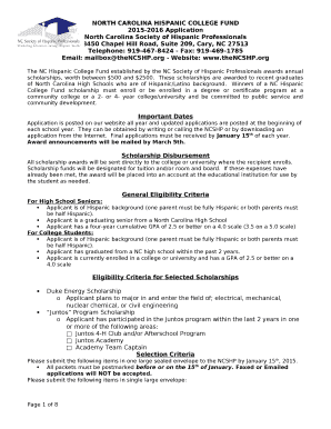 NORTH CAROLINA HISPANIC COLLEGE FUND2015-2016 Application