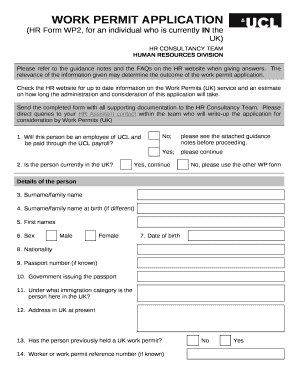 (HR Form WP2, for an individual who is currently IN the UK)